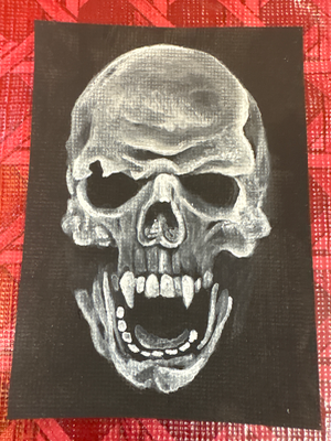 Skeleton Roar Horror Scary aceo art card thumbnail 2