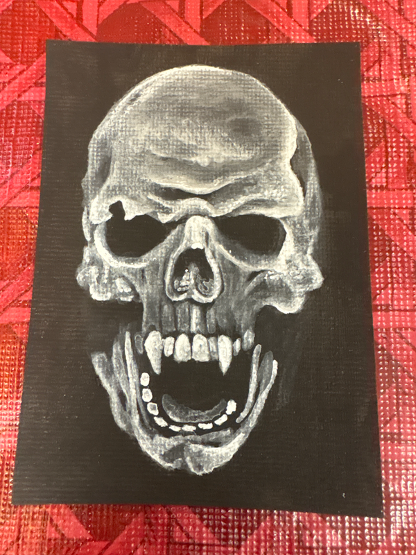 Skeleton Roar Horror Scary aceo art card