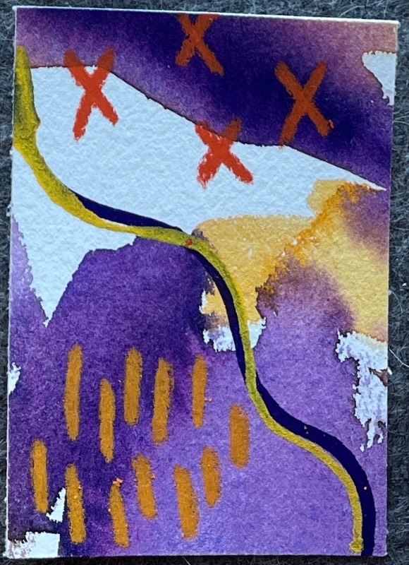 Purple/Yellow 3 aceo art card