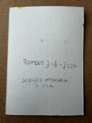 Frog in the Water by Ronan Conner, 6yrs old, acrylic marker and ink aceo art card thumbnail 2