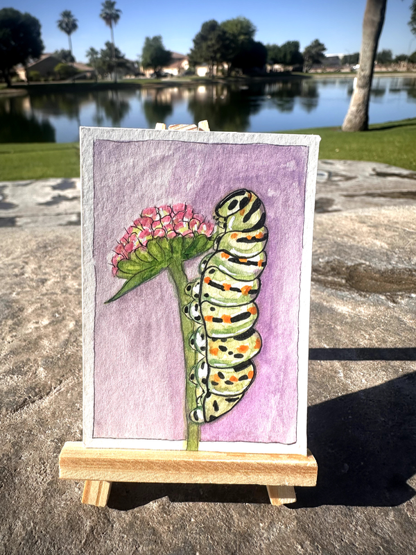 ACEO Original Painting "Whispers of the Infinite Garden" 2.5 x 3.5 aceo art card