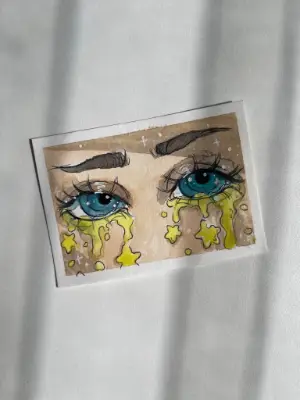 Crying Stars aceo art card thumbnail 2