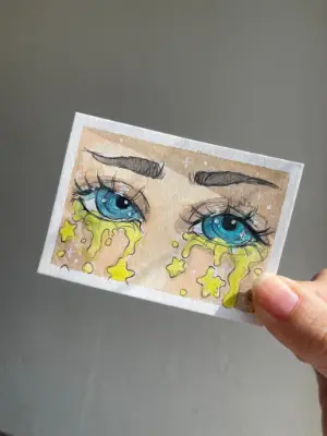 Crying Stars aceo art card thumbnail 1