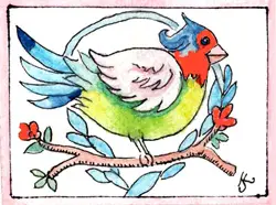 colorful birdie #1 aceo art card