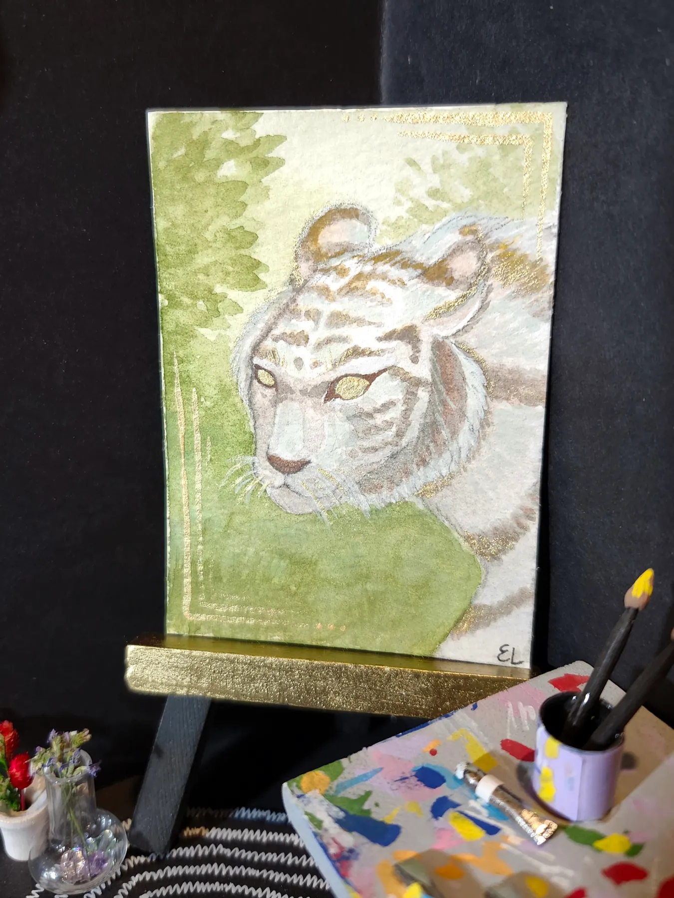 Golden Tiger aceo art card