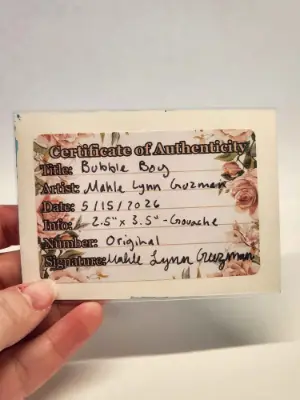 Original ACEO - Bubble Boy - 2.5 x 3.5 Gouache aceo art card thumbnail 2