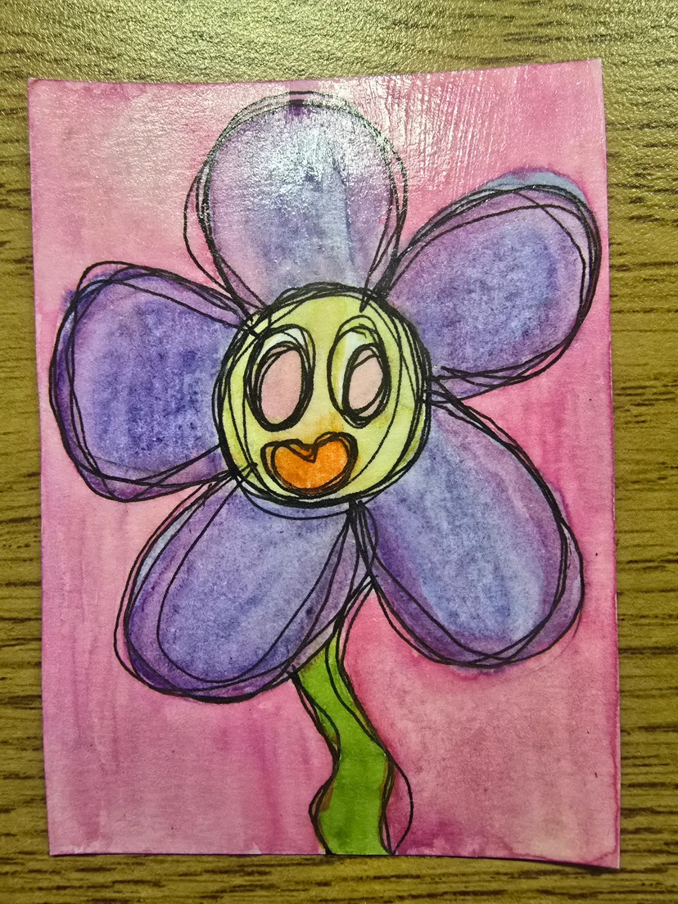 Playful Flower aceo art card