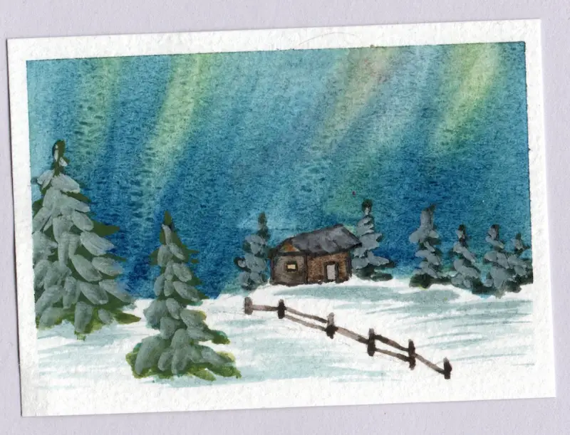 Shimmer Cabin aceo art card