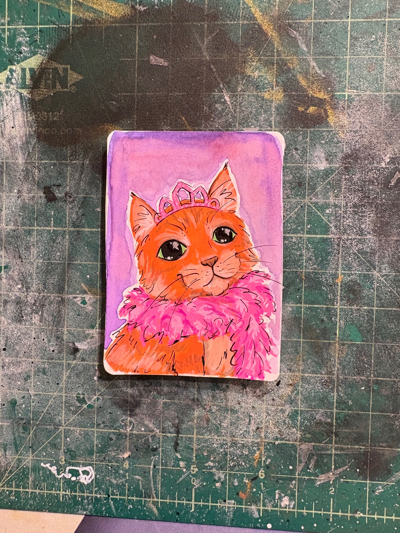 Princess Cat aceo art card