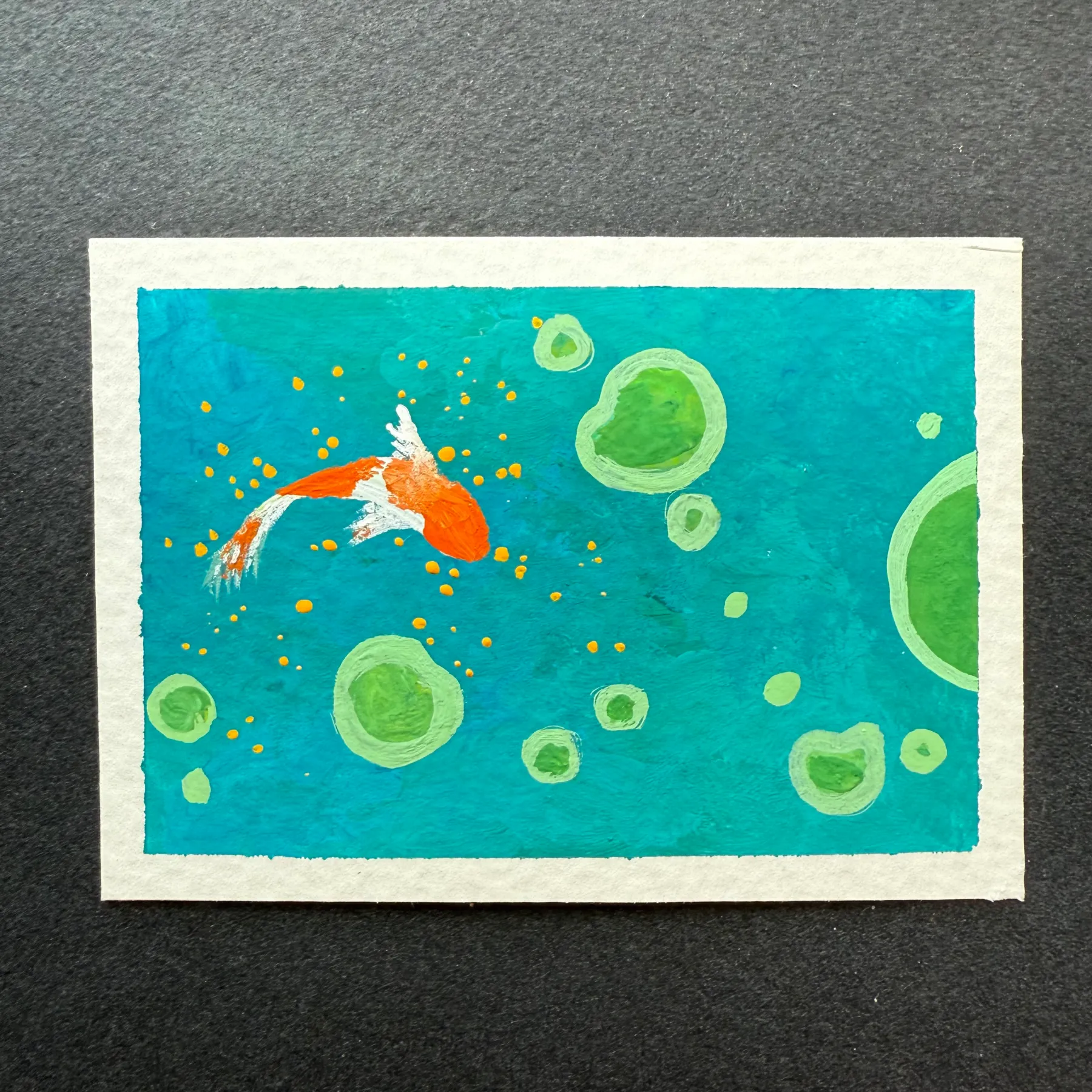 koi pond aceo art card
