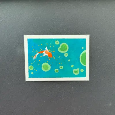 koi pond aceo art card thumbnail 2