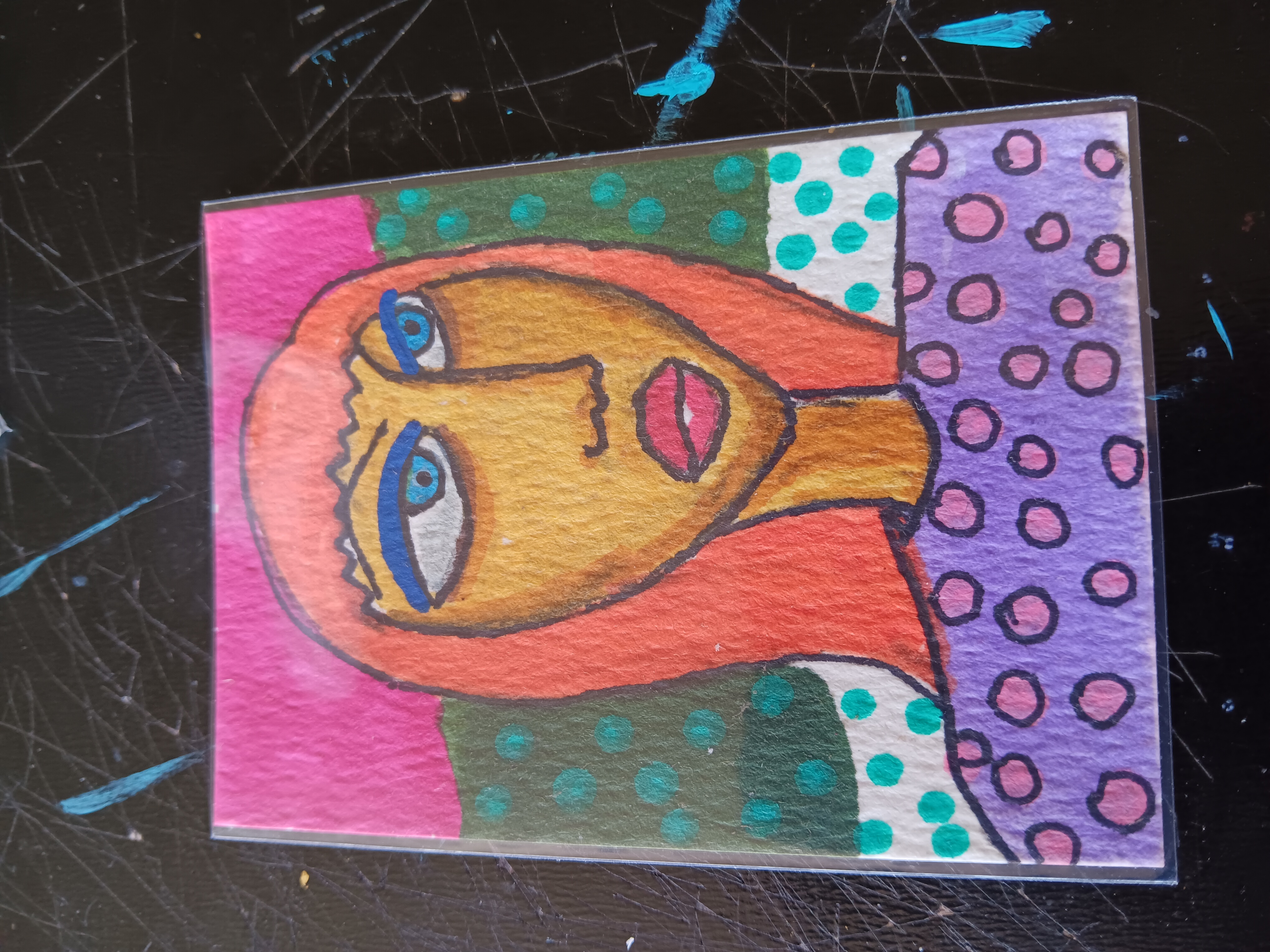 Heidi Abstract Woman aceo art card