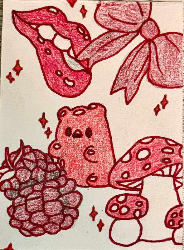 Red Themed Aceo aceo art card