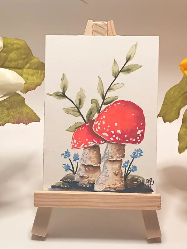 Red Mushroom 003 aceo art card