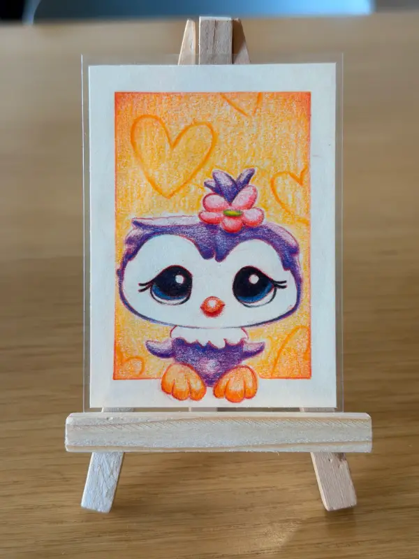 LPS Owl Cutie aceo art card
