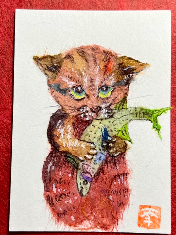 Japanese Washi art - Just you know..it’s mine aceo art card