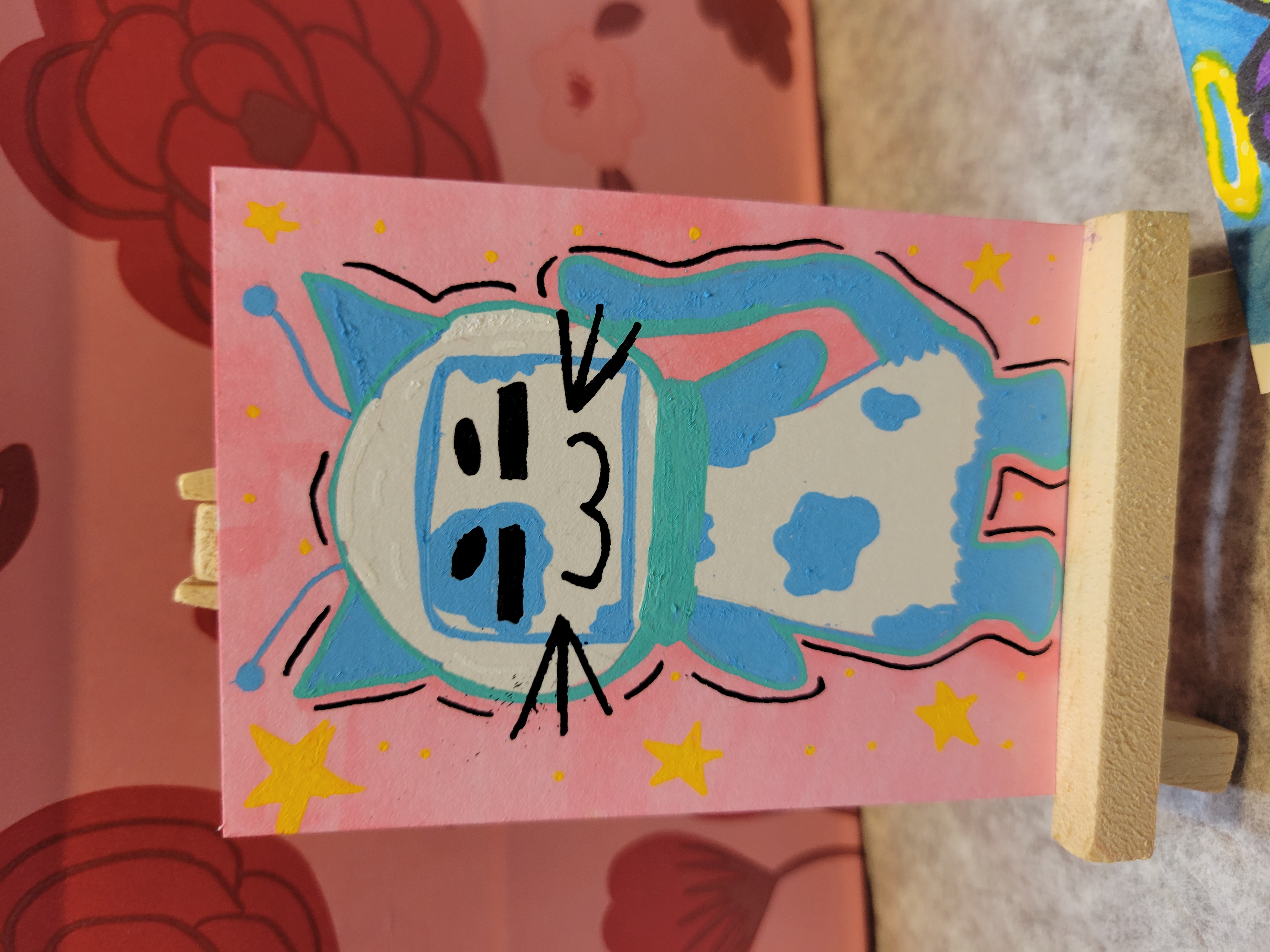Spaceman the Cat aceo art card
