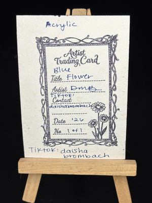 Blue flower aceo art card thumbnail 2
