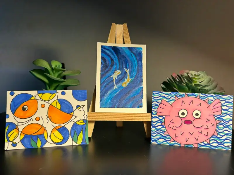 3 Fish ACEO set aceo art card