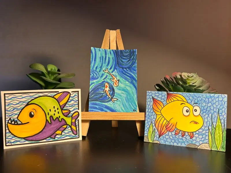 3 Fish ACEO set aceo art card