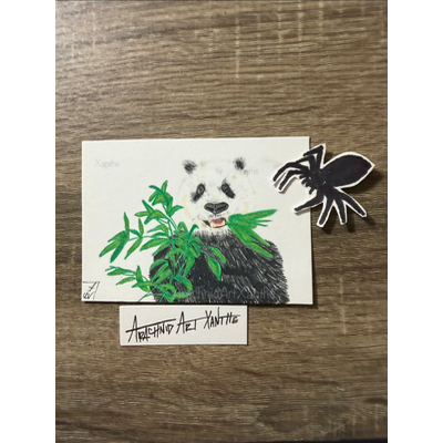 YUM 🐼|colored pencils aceo art card thumbnail 2