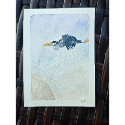 Migrants (Great Blue Heron) aceo art card thumbnail 1