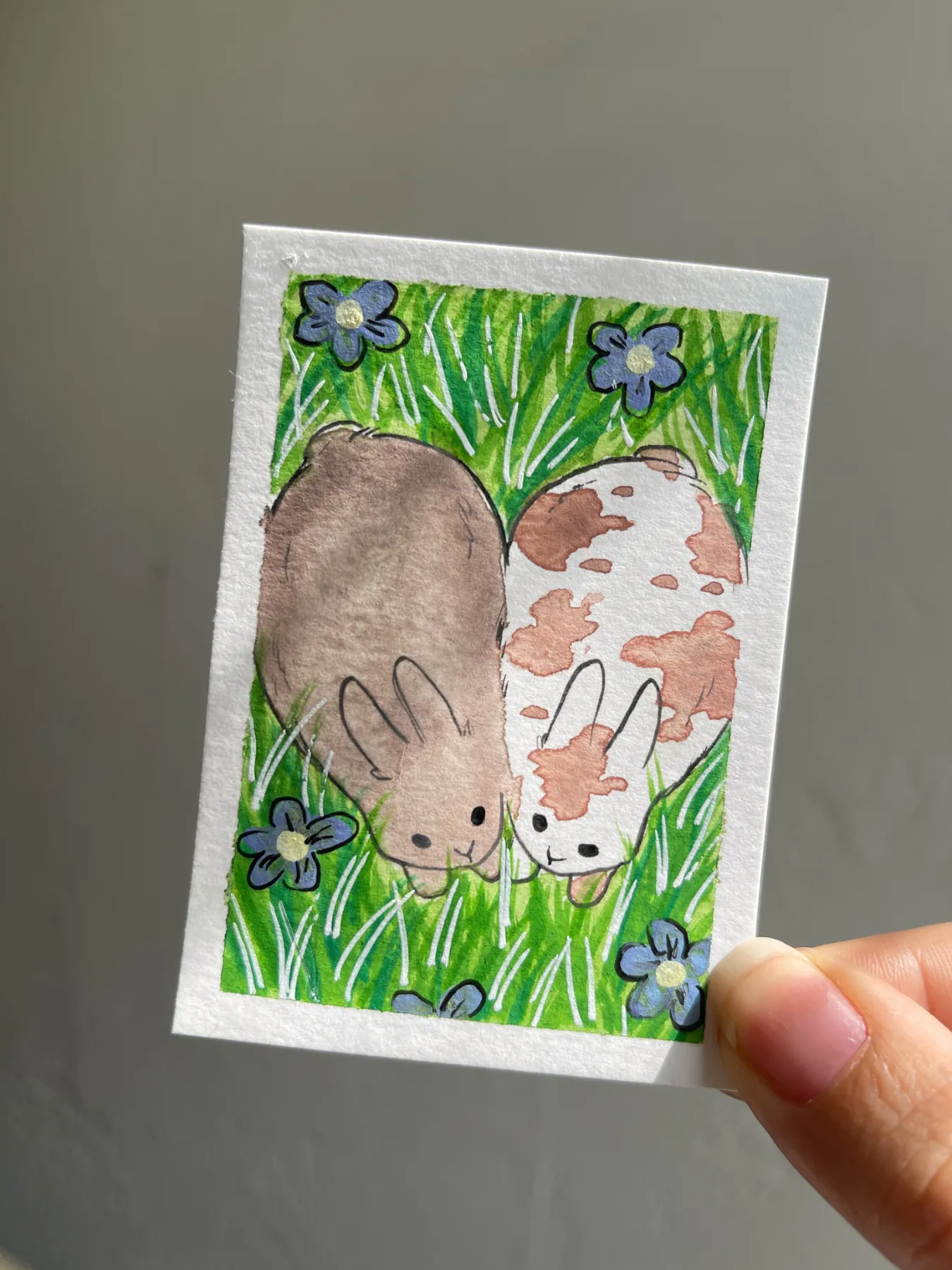 Bunny Pair aceo art card