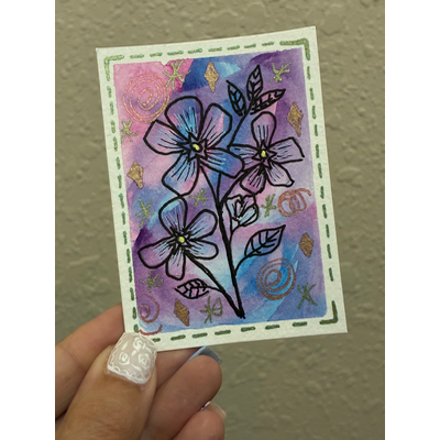 Flower Wishes aceo art card thumbnail 2