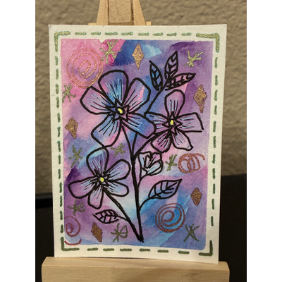 Flower Wishes aceo art card thumbnail 1