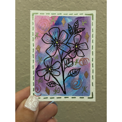 Flower Wishes aceo art card thumbnail 3
