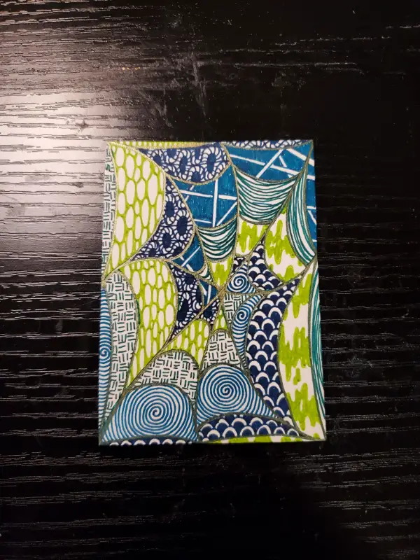 Green Glitter Webby aceo art card