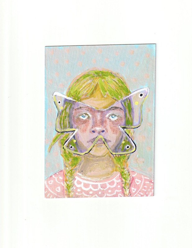 Butterfly Girl 3 aceo art card