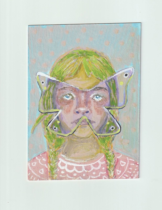 Butterfly Girl 3 aceo art card