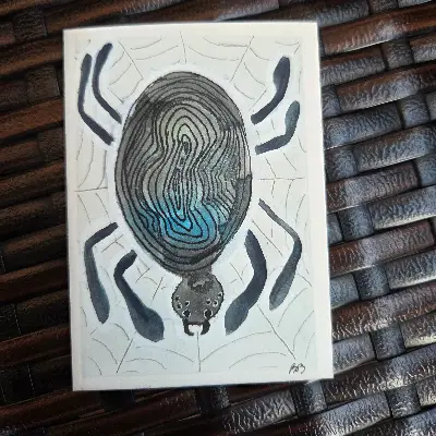 Big A** Spider aceo art card thumbnail 2