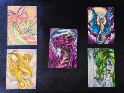 Umbryx, The World-End Sleeper - Original Dragon ACEO - The Ancient Bloodline Series aceo art card thumbnail 4