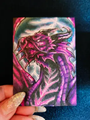 Umbryx, The World-End Sleeper - Original Dragon ACEO - The Ancient Bloodline Series aceo art card thumbnail 3
