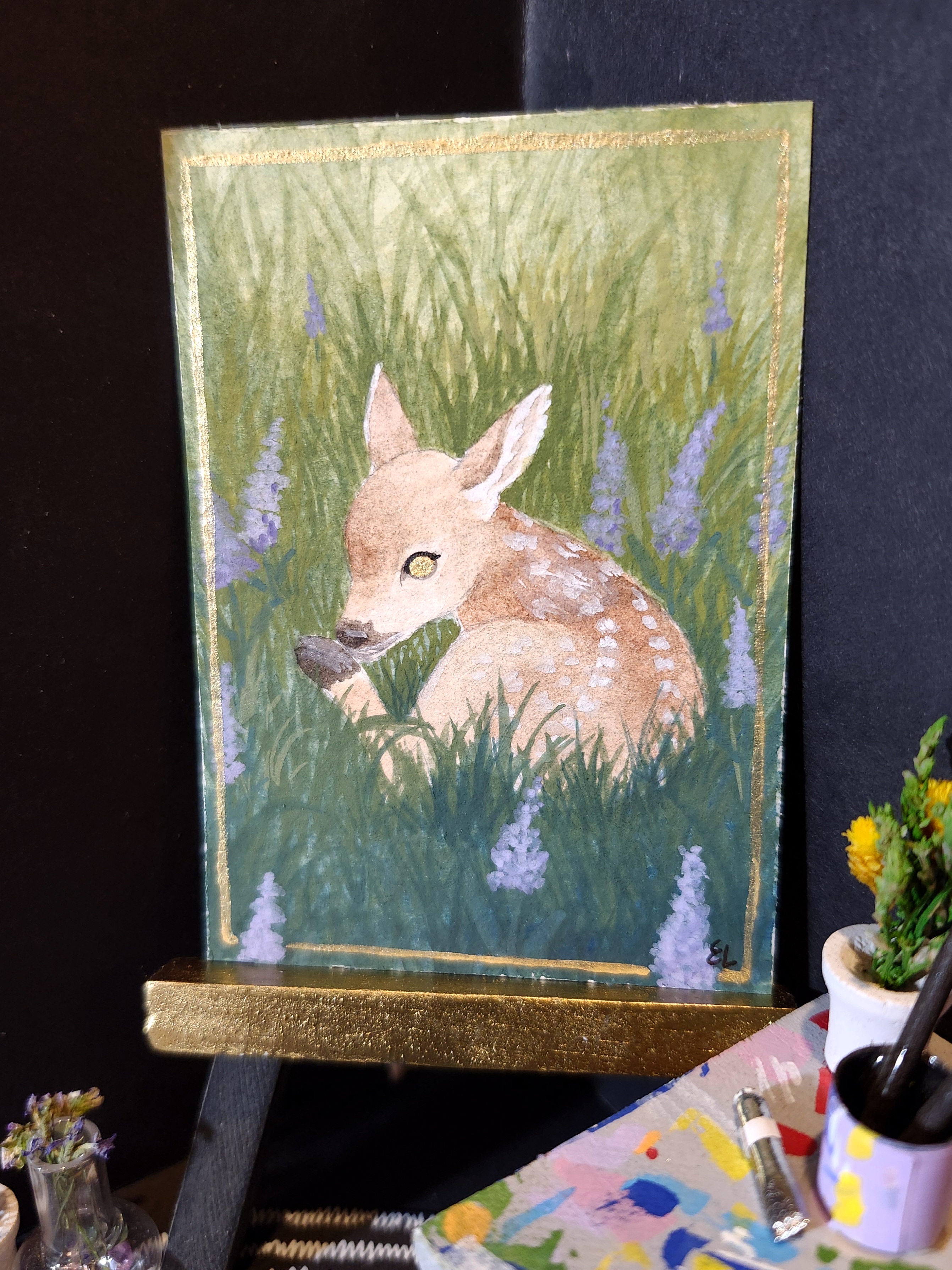 Lavender Fawn aceo art card