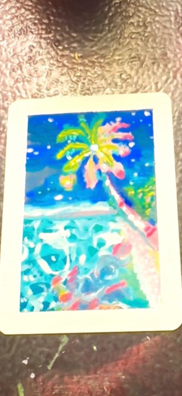 Neon at night aceo art card