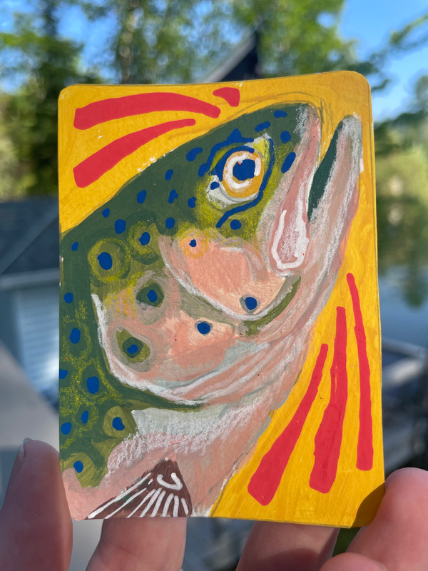 “Fly fish” - Original ACEO by Norah Mae aceo art card