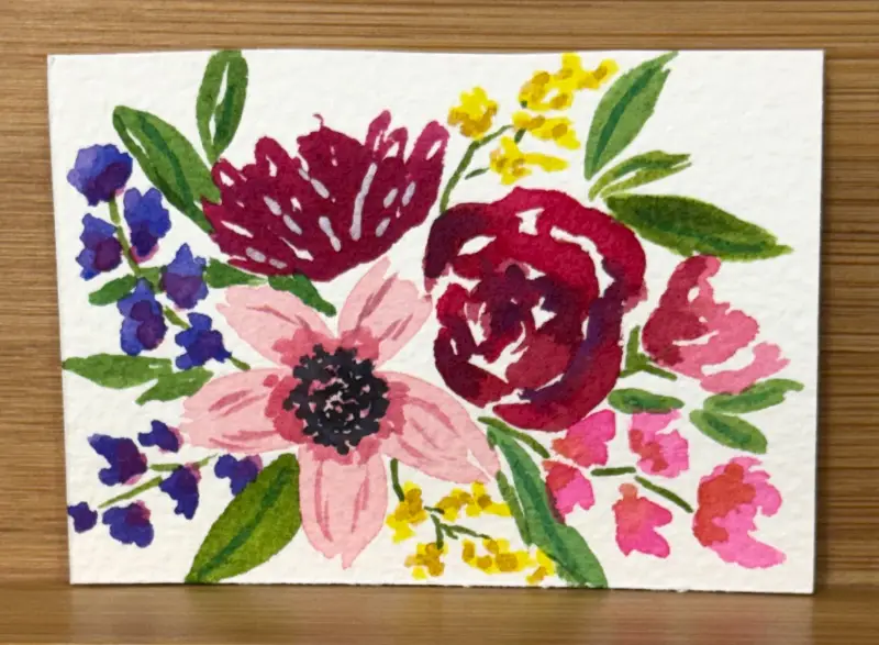 Garden Bouquet | Original Watercolor ACEO | One-of-a-Kind Miniature Floral Painting aceo art card