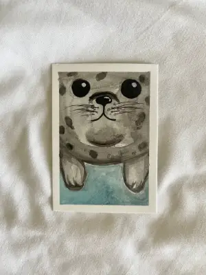 Gray Seal aceo art card thumbnail 2