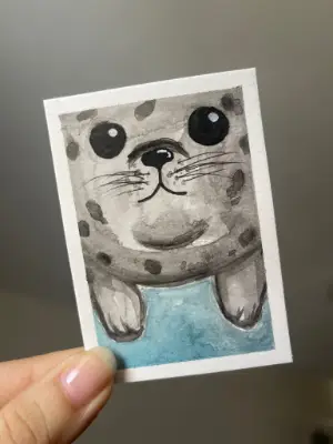Gray Seal aceo art card thumbnail 1
