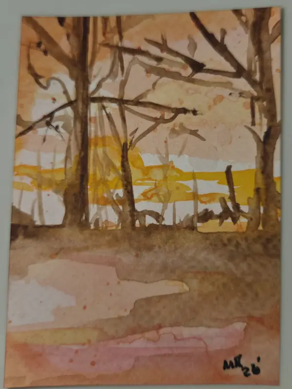 Autumn Sunset aceo art card