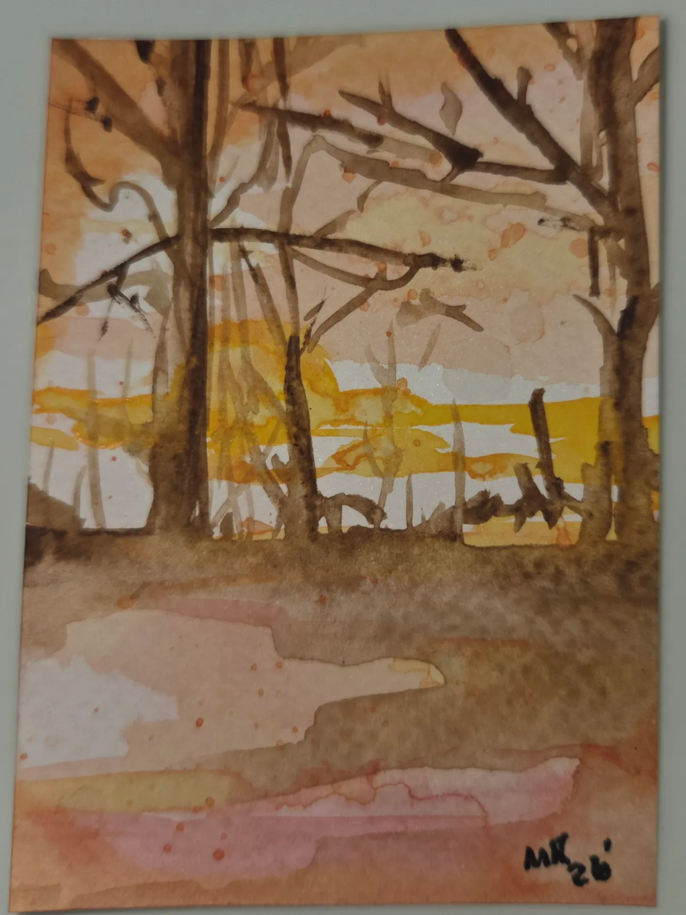 Autumn Sunset aceo art card