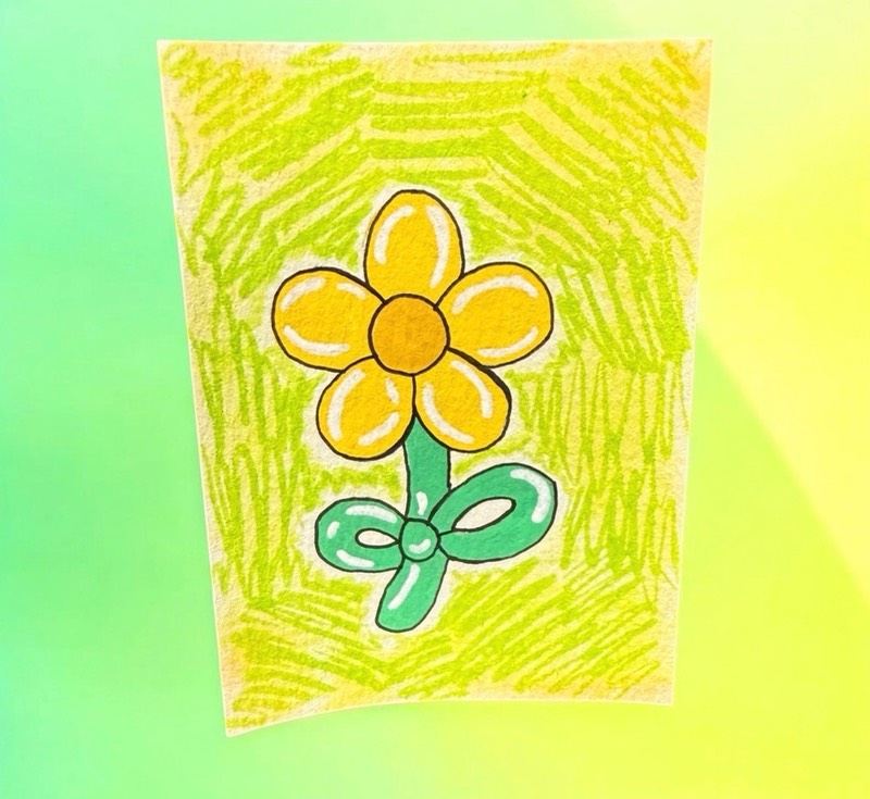 Balloon animal flower aceo art card