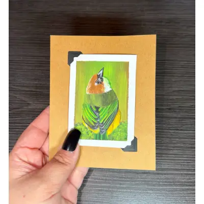 ACEO Original Acrylic Painting Bird Series by Emily aceo art card thumbnail 2