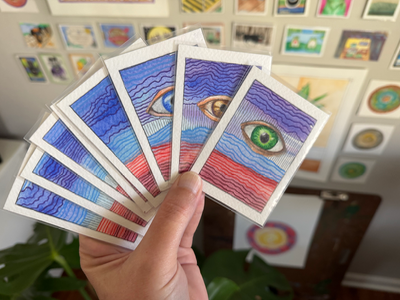 Red Dessert Blue Sky 3/5 aceo art card thumbnail 4