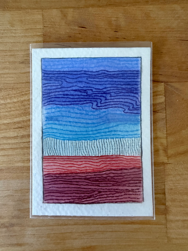 Red Dessert Blue Sky 3/5 aceo art card