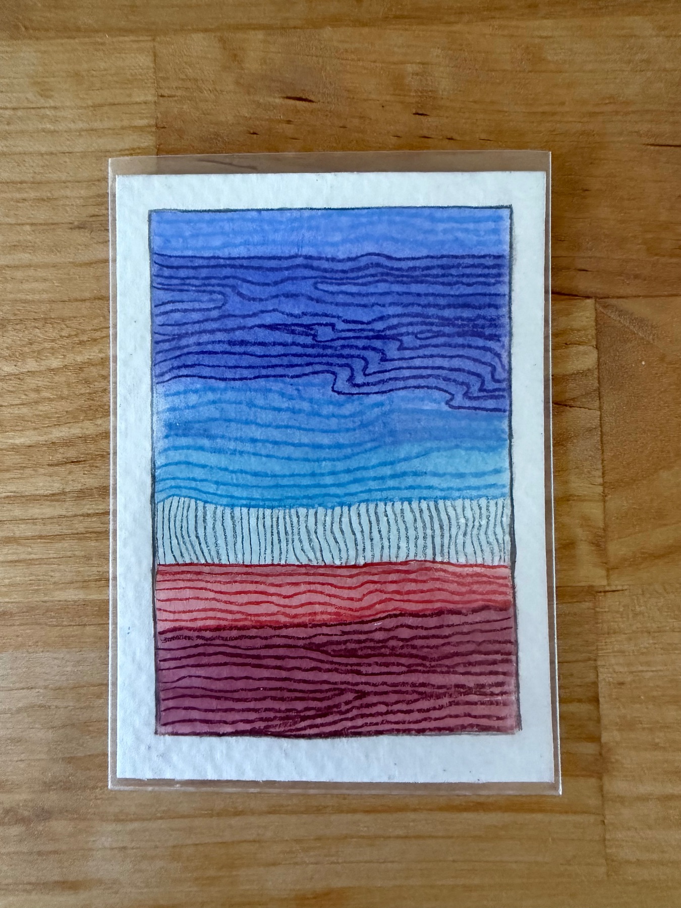 Red Dessert Blue Sky 3/5 aceo art card