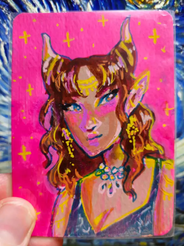 Pretty Tiefling aceo art card